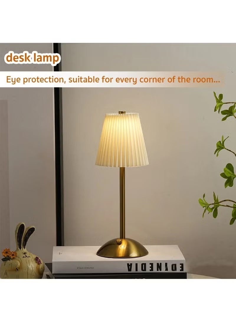 Portable Cordless Table Lamp, Fabric Shade Desk Lamps, 3000mAh Rechargeable Battery Operated Light, 3Color Dimmable Touch Lamp for Dining Room, Living Room, Bedroom, Bedside - Image 4